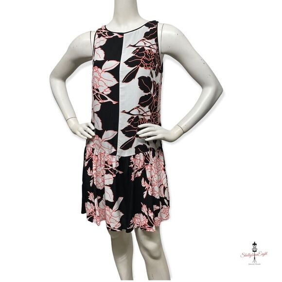 ANTHROPOLOGIE Maeve Photoflora Color Block Mixed Print Floral Dress 0 2 XS CuTE! - Picture 5 of 16